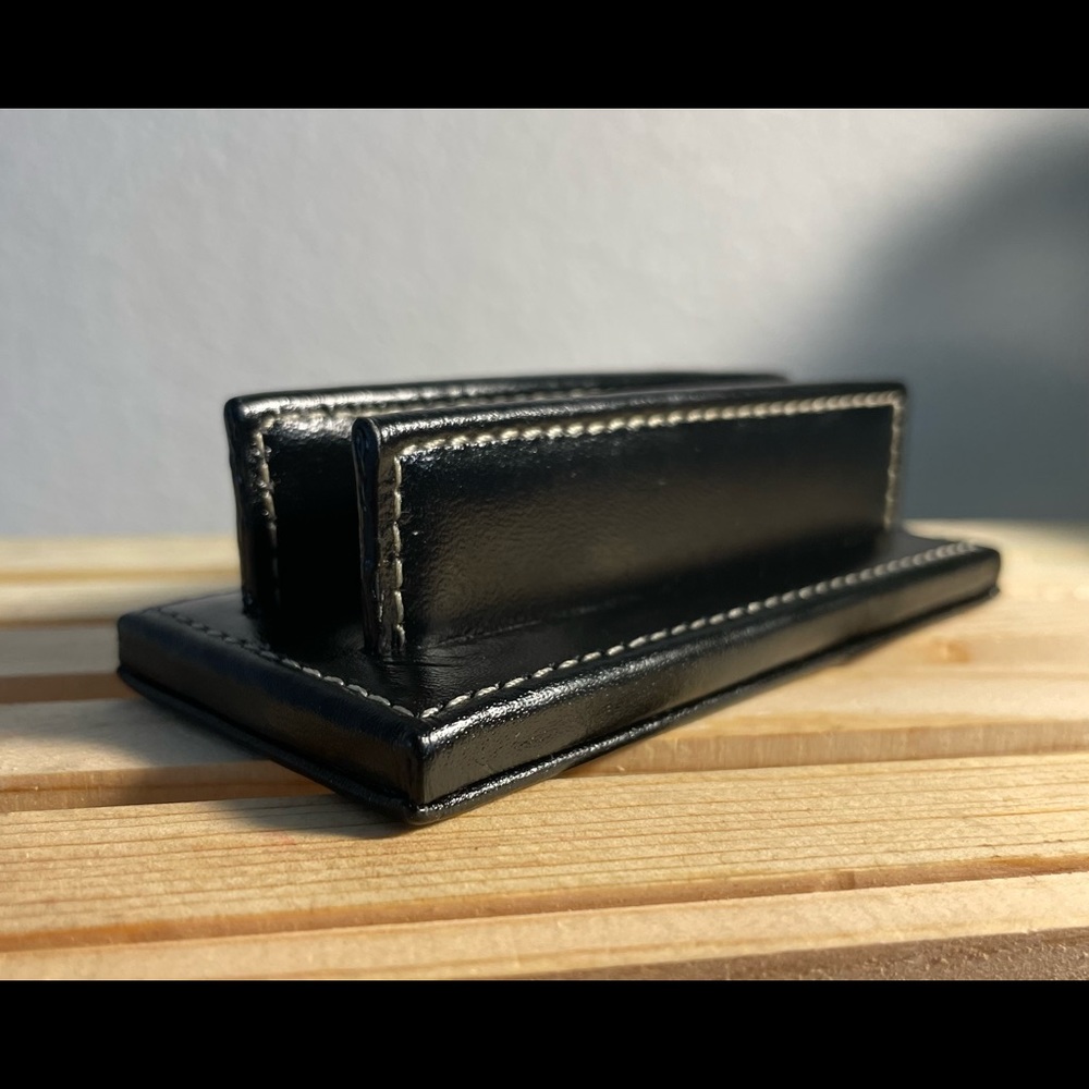 COACH Black Genuine Leather Desktop Business Card Holder